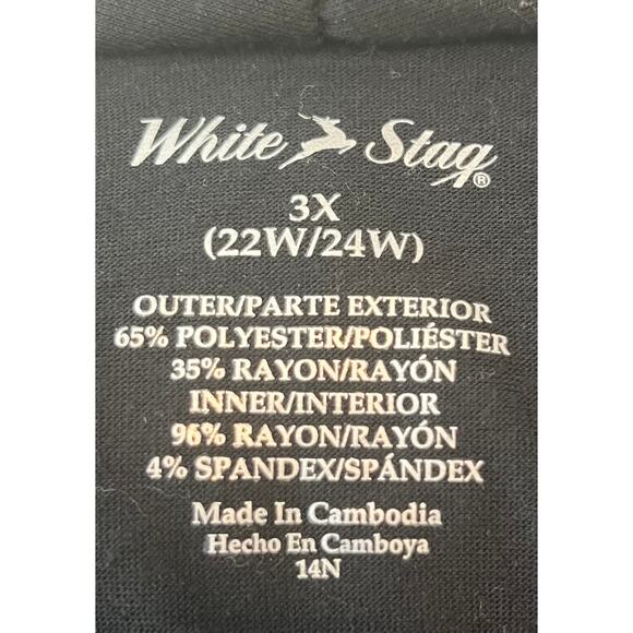 WHITE STAG 3/4 SLV OPEN-FRONT BLOUSE WITH TANK, WOMENS, 3X, BLACK W/WHITE FLORAL - Picture 9 of 10